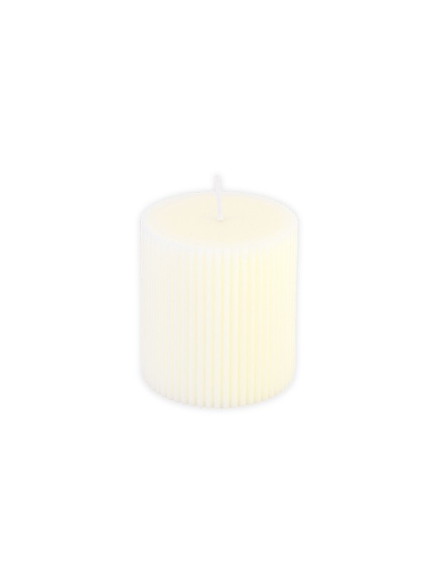 SÄULENKERZE GERIEFELT ELFENBEIN DIA 7CM X 7.5CM