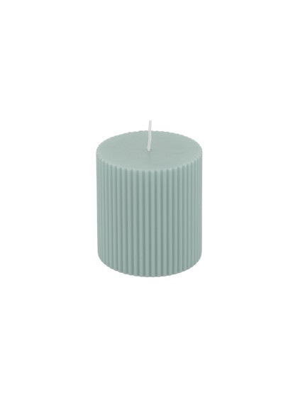 SAGE GREEN FLUTED PILLAR CANDLE DIA 7CM X 7.5CM