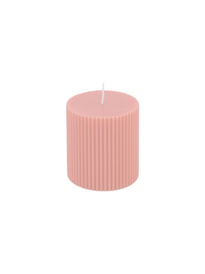 WATER PINK FLUTED PILLAR CANDLE DIA 7CM X 7.5CM