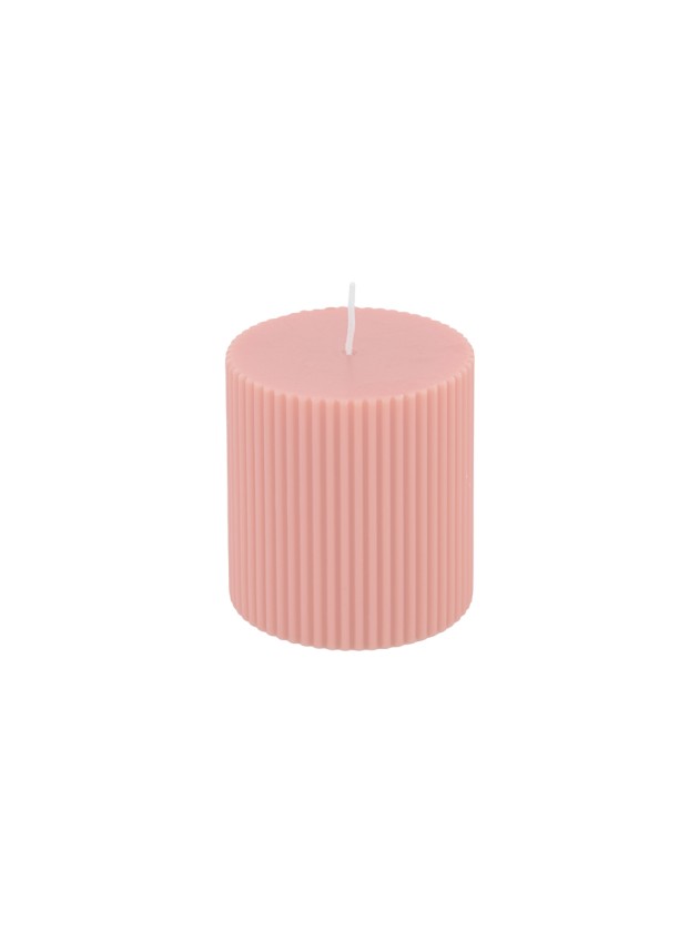 WATER PINK FLUTED PILLAR CANDLE DIA 7CM X 7.5CM