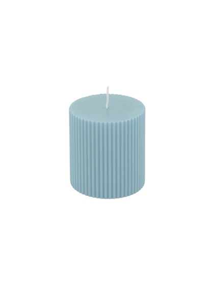BOUGIE PILIER CANNELEE BLEU PASTEL DIA 7CM X 7.5CM