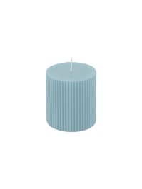 SÄULENKERZE GERIEFELT BLAU PASTELL DIA 7CM X 7.5CM