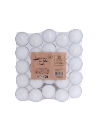 PACK 25 BOUGIES CHAUFFE PLAT BLANC 9H DIA 3.8CM X 2.5CM