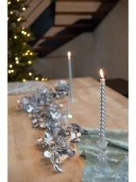 SET 4 FACKELKERZEN GEDREHT SILBER 6H DIA 2.2CM X 25CM