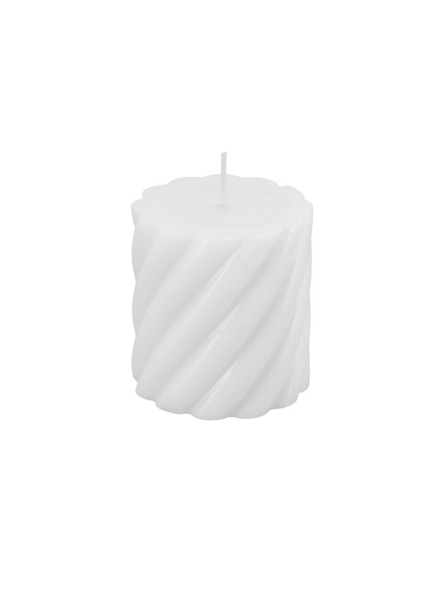 SÄULENKERZE GEDREHT WEISS DIA 7CM X 7.5CM