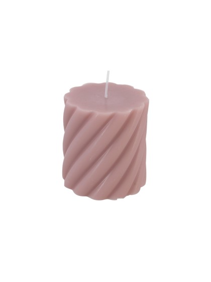 BOUGIE PILIER TORSADE VIEUX ROSE DIA 7CM X 7.5CM