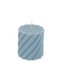 SÄULENKERZE GEDREHT BLAU STAHL DIA 7CM X 7.5CM