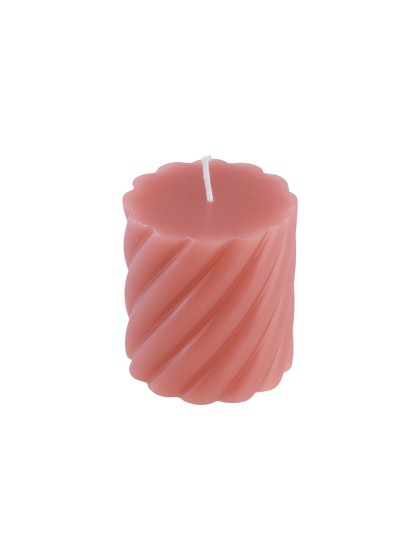 BOUGIE PILIER TORSADE ROSE FLAMINGO DIA 7CM X 7.5CM