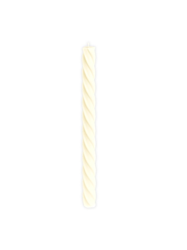 SET 2 FACKELKERZEN GEDREHT ELFENBEIN DIA 2.2CM X 26CM