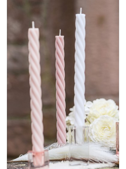 SET 2 FACKELKERZEN GEDREHT ALT ROSA DIA 2.2CM X 26CM
