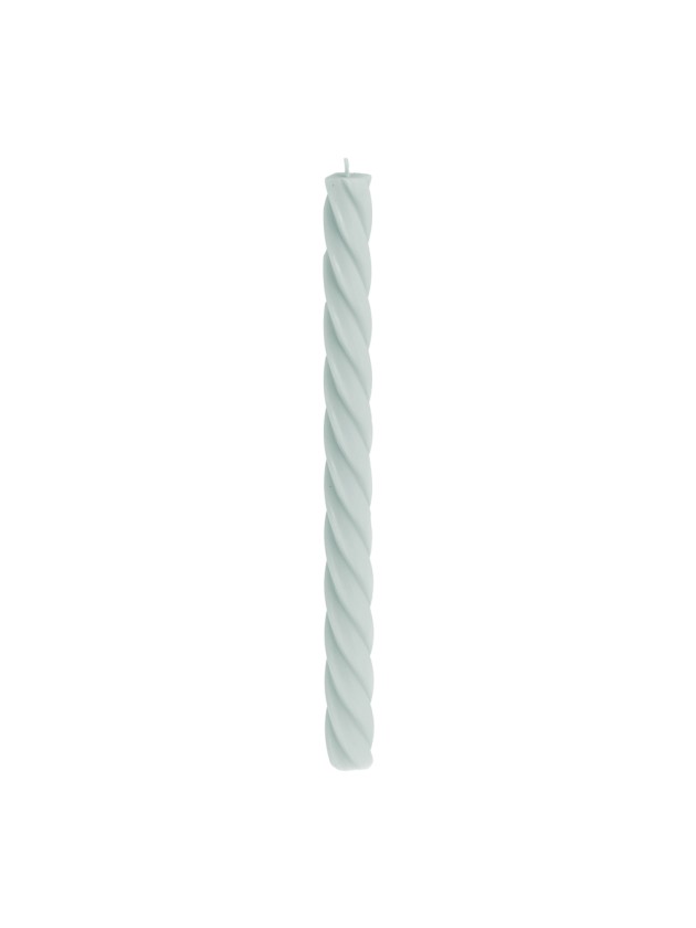 SET 2 SAGE GREEN SPIRAL TAPER CANDLES DIA 2.2CM X 26CM