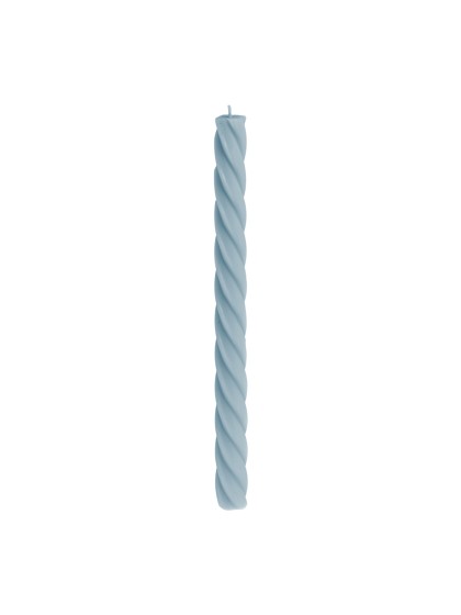 SET 2 STEEL BLUE SPIRAL TAPER CANDLES DIA 2.2CM X 26CM
