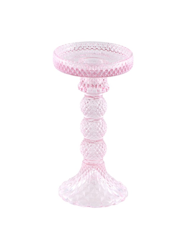 WATER PINK GLASS CANDLEHOLDER MACARENA BIG SIZE DIA 8.8CM X 16.7CM