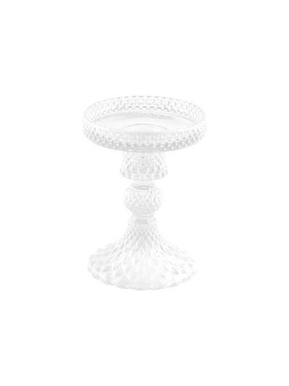CLEAR GLASS CANDLEHOLDER MACARENA SMALL SIZE DIA 8.8CM X 11.8CM
