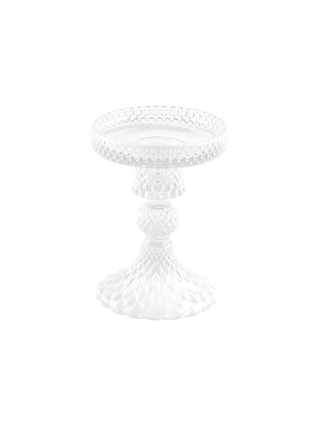 CLEAR GLASS CANDLEHOLDER MACARENA SMALL SIZE DIA 8.8CM X 11.8CM