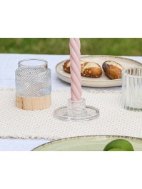 CLEAR GLASS ROUND TAPER CANDLE HOLDER DIA 8.9CM X 3.5CM