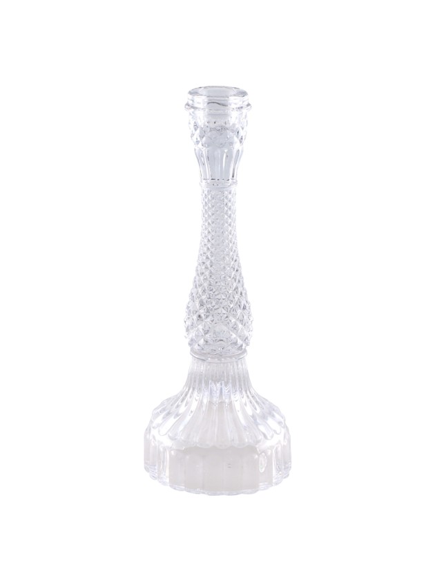 BOUGEOIR FLAMBEAU VERRE TRANSPARENT SYMPHONIE GM DIA 10.5CM X 27CM