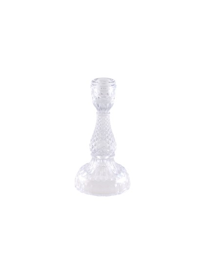 CLEAR GLASS TAPER CANDLE HOLDER SYMPHONY SMALL SIZE DIA 8.3CM X 16.3CM