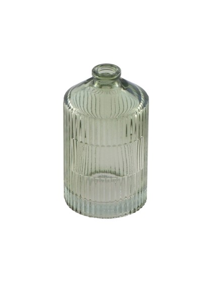 MINI VASE VERRE STRIE VERT SAUGE DIA 4.3CM X 7.5CM