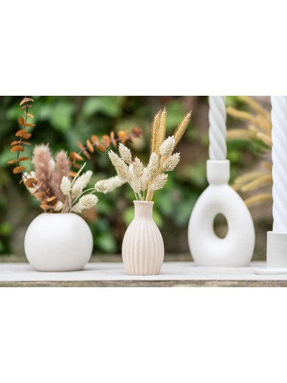 MINI VASE KERAMIK GERILLT ROSA NUDE DIA 4.5CM X 8.5CM