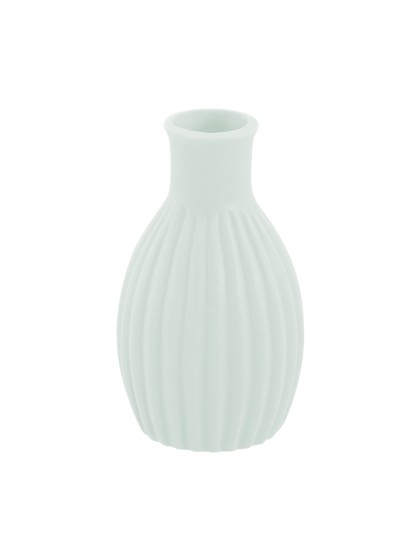 MINI SAGE GREEN STRIPED CERAMIC VASE DIA 4.5CM X 8.5CM