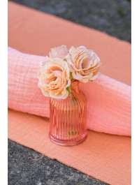 MINI VASE GLAS GERILLT ROSA BALLADE DIA 4.3CM X 7.4CM