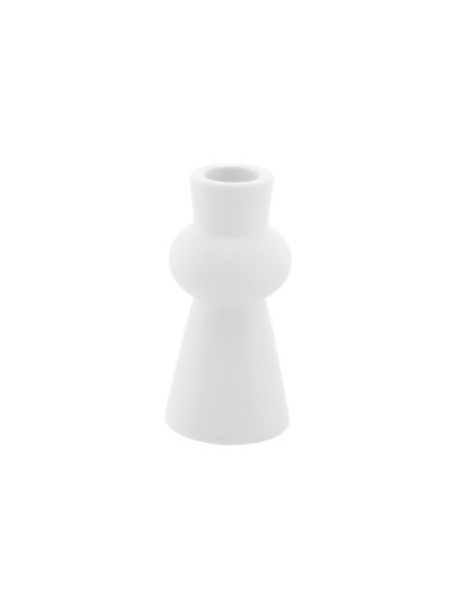BOUGEOIR CHANDELIER CERAMIQUE HAUT BLANC DIA 5.8CM X 12.4CM