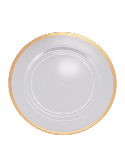 CLEAR W/ GOLDEN BORDER PS CHARGER PLATE DIA 33CM