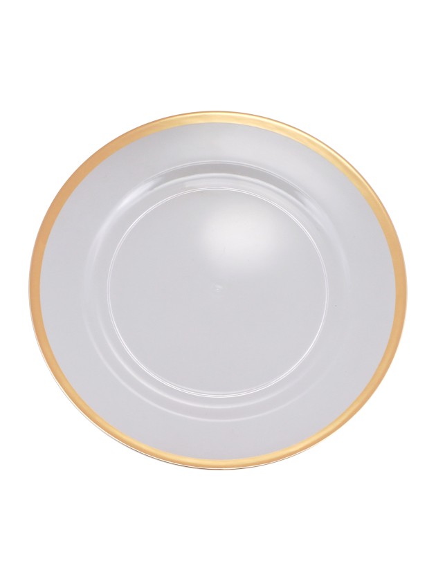 CLEAR W/ GOLDEN BORDER PS CHARGER PLATE DIA 33CM