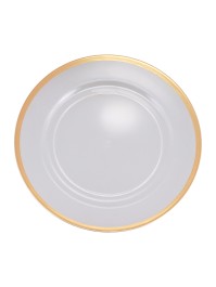 CLEAR W/ GOLDEN BORDER PS CHARGER PLATE DIA 33CM