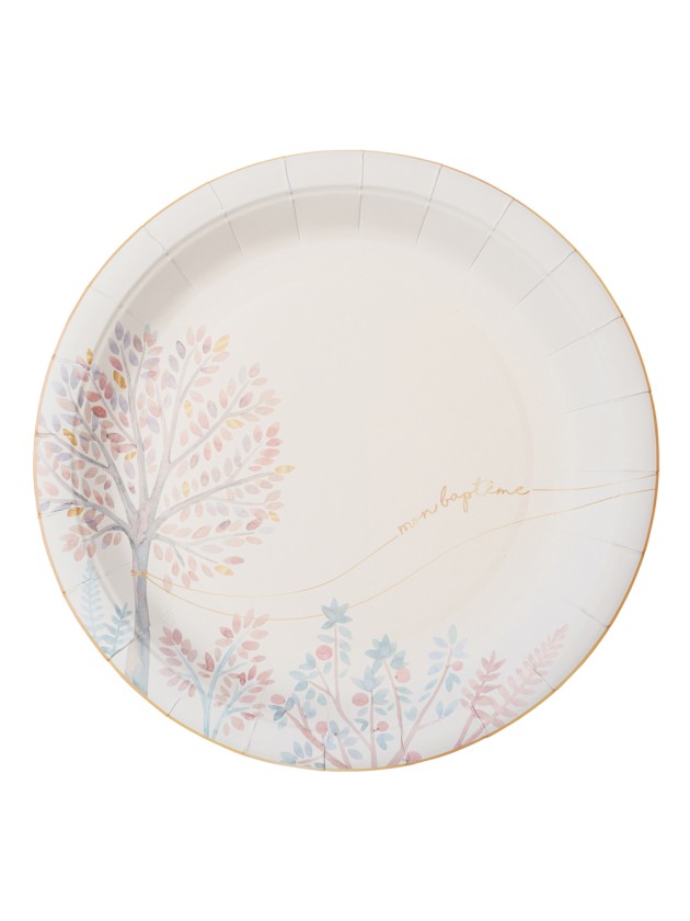 8 ASSIETTES PLASTIC FREE MON BAPTEME 23CM