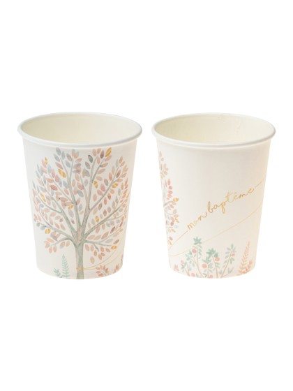 8 GOBELETS 250ML PLASTIC FREE MON BAPTEME DIA 5.2CM X 8.8CM / DIA HAUT 7.5CM