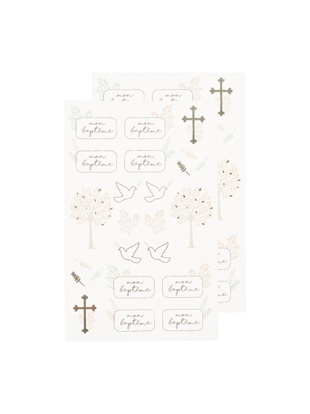 48 STICKERS MON BAPTEME ASSORTED DESIGNS ASSORTED SIZES
