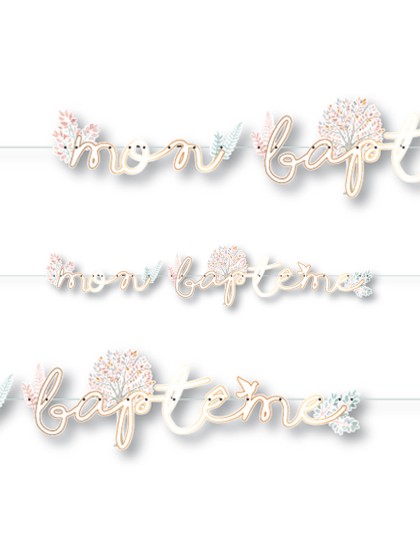 GUIRLANDE PAPIER MON BAPTEME 2M X 23.5CM
