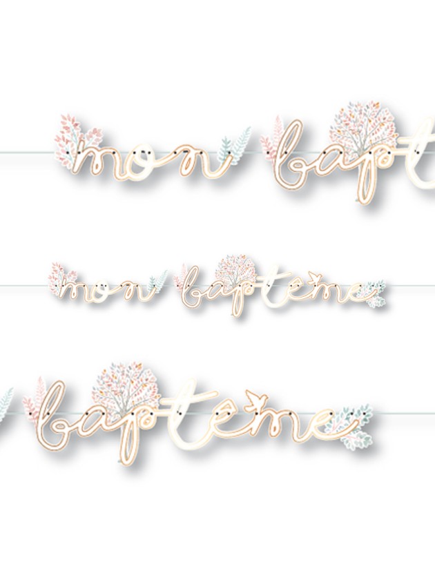 GUIRLANDE PAPIER MON BAPTEME 2M X 23.5CM