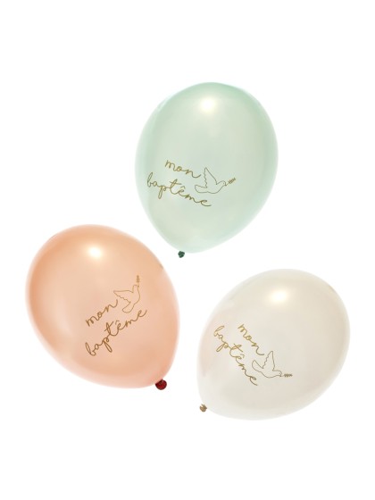 SET 6 LATEX BALLOONS MON BAPTEME DIA 27CM
