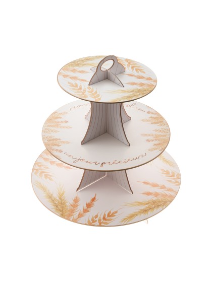 SUPPORT A MIGNARDISES CARTON 3 NIVEAUX UN JOUR PRECIEUX DIA 30.5CM / 24.5CM / 18CM X 33CM