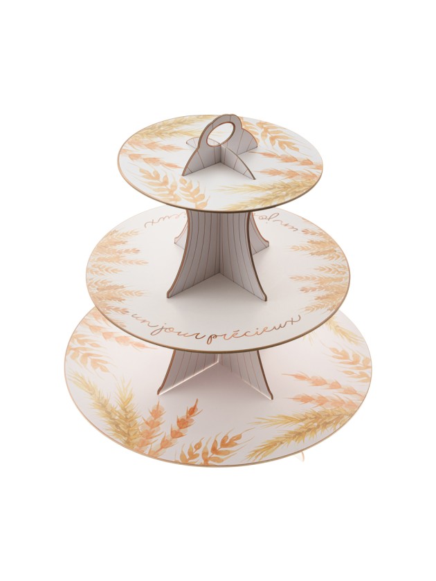 SUPPORT A MIGNARDISES CARTON 3 NIVEAUX UN JOUR PRECIEUX DIA 30.5CM / 24.5CM / 18CM X 33CM