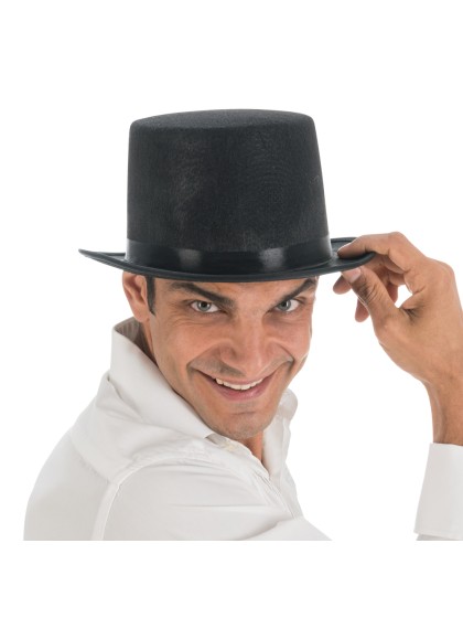 BLACK FELT TOP HAT ADULT 59CM X 12CM HT