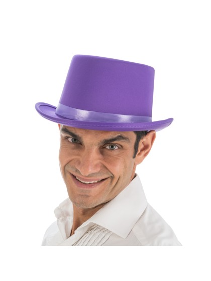 VIOLET SATIN TOP HAT ADULT ADJUSTABLE SIZE 12CM HT