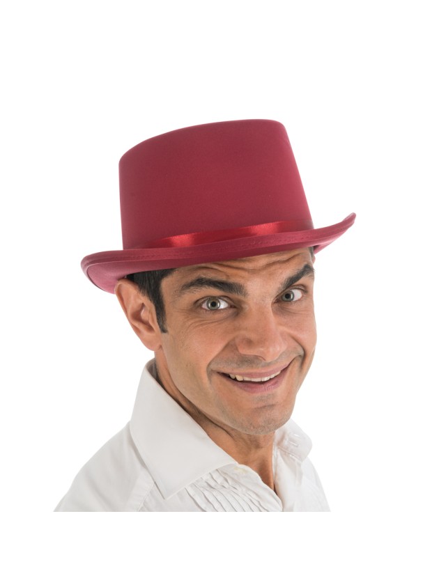 ZYLEINENDERHUT BORDEAUX SATINARTIG ERWACHSENE GRÖSSE VERSTELLBAR 12CM