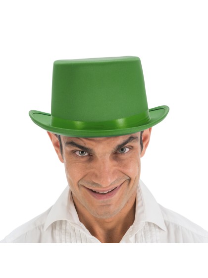 PRAIRIE GREEN SATIN TOP HAT ADULT ADJUSTABLE SIZE 12CM HT