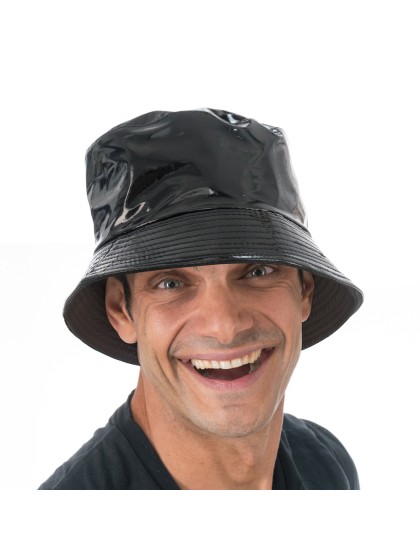 BLACK VINYL BUCKET HAT ONE SIZE