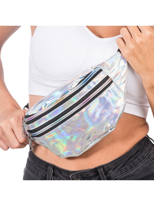 IRIDESCENT SILVER BUM BAG 