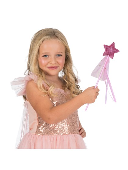 BAGUETTE DE FEE ETOILE ROSE 8CM X 34CM