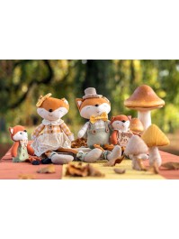 BIG SITTING FOX FABRIC WITH BOW AND HAT - 2 ASS GIRL AND BOY 9CM X 14CM X 43CM HT 