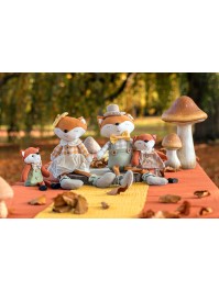 BIG SITTING FOX FABRIC WITH BOW AND HAT - 2 ASS GIRL AND BOY 9CM X 14CM X 43CM HT 