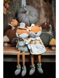 GROSS FUCHS ASSIS STOFF MIT SCHLEIFE UND HUT - 2 SORT. MÄDCHEN JUNGE 9CM X 14CM X 43CM