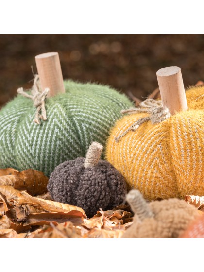 MINI CITROUILLE TISSU SHERPA - 3 COL ASS DIA 8CM X 8CM