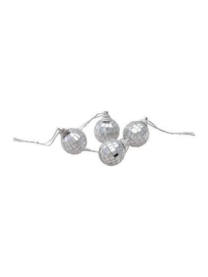 BOITE DE 12 MINI BOULES A FACETTES ARGENT DIA 3CM X 3CM